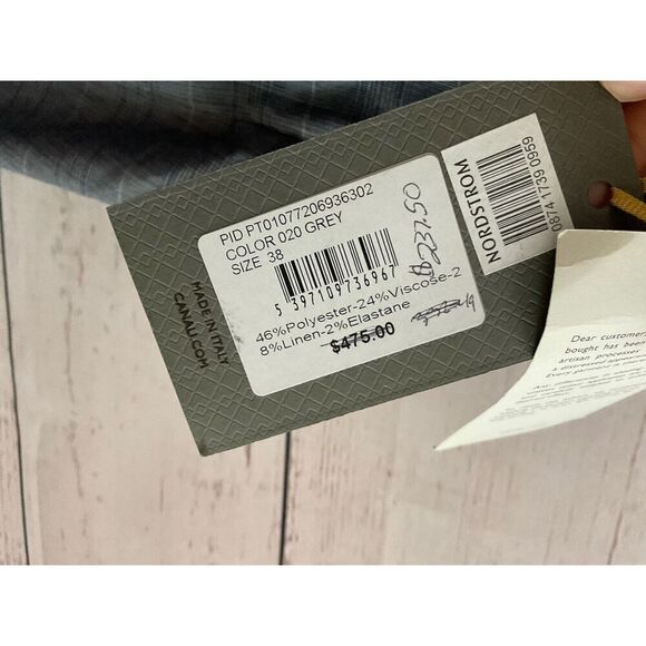 NWT Canali Gray Plaid pants 56 (40 x 35 ) Trousers Contemporary Fit Linen Blend* - Picture 12 of 16